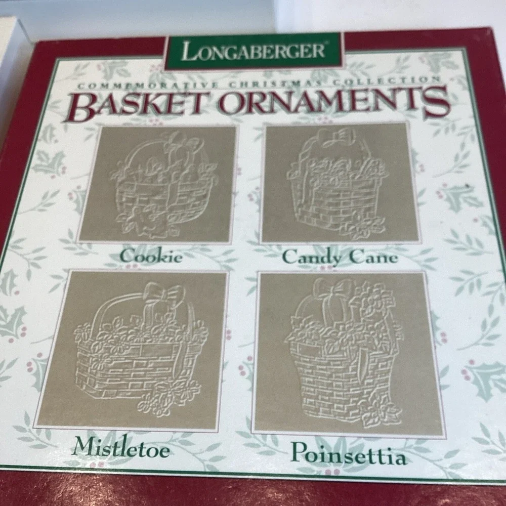 longaberger lot of 3 boxes of 4 basket ornaments new christmas design